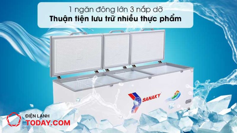 Tủ đông nhiều cửa giúp thuận tiện trong việc lấy thực phẩm mà không làm giảm nhiệt độ bảo quản.