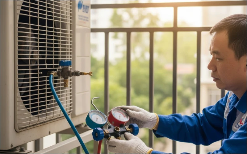 Kiểm tra áp suất gas và nạp bổ sung