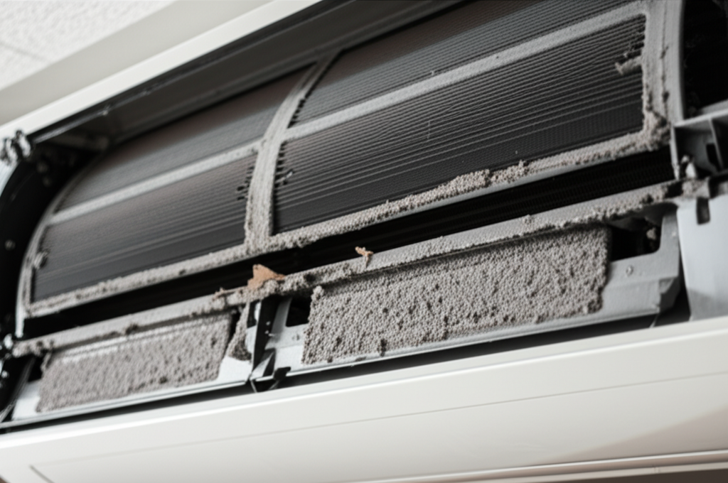 Bụi bẩn bám dày đặc hoặc vật cản làm kẹt quạt dàn lạnh điều hòa Panasonic.