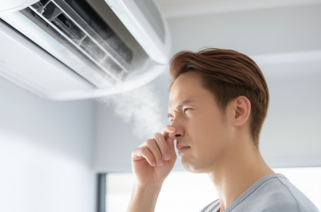 Nguyên nhân máy lạnh Mitsubishi có mùi hôi khó chịu.
