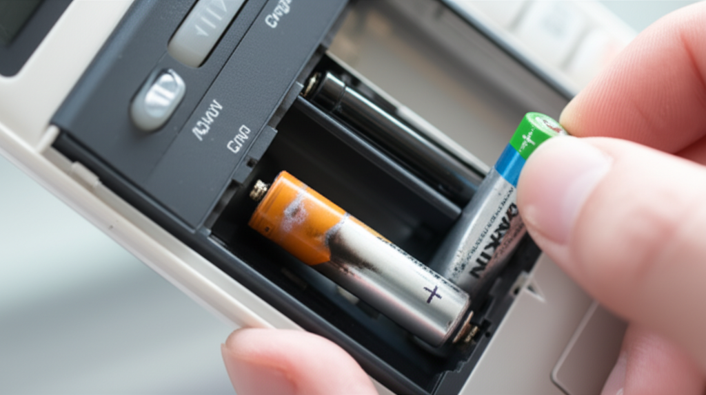 Pin yếu hoặc pin bị chảy nước là nguyên nhân phổ biến khiến điều khiển điều hòa Daikin gặp sự cố.