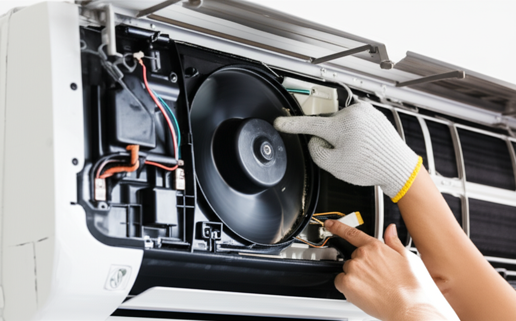 Sau khi vệ sinh, hãy kiểm tra motor quạt dàn lạnh và các dây điện kết nối để xác định sự cố.