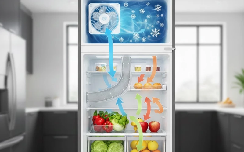 Vai trò luân chuyển nhiệt lượng của quạt gió trong tủ lạnh