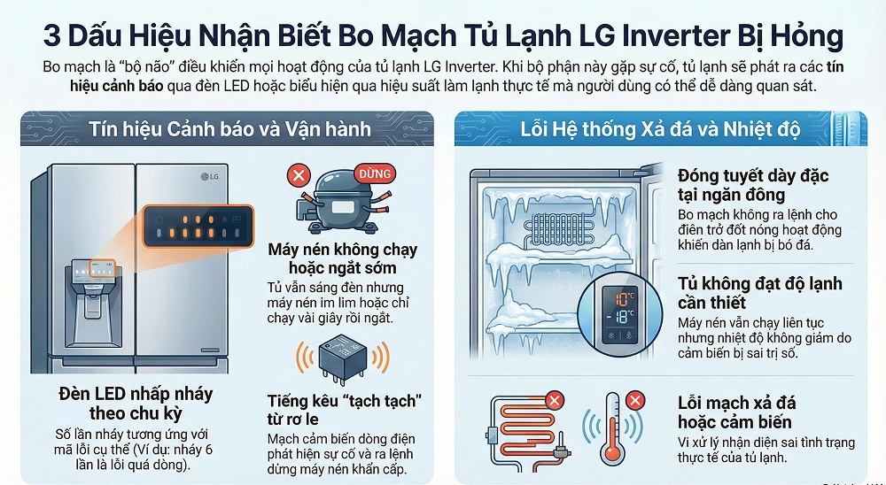 Dấu hiệu nhận biết cần sửa bo mạch tủ lạnh lg inverter ngay