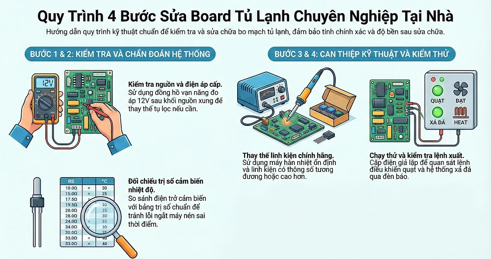 Quy trình sửa bo tủ lạnh chuyên nghiệp tại nhà