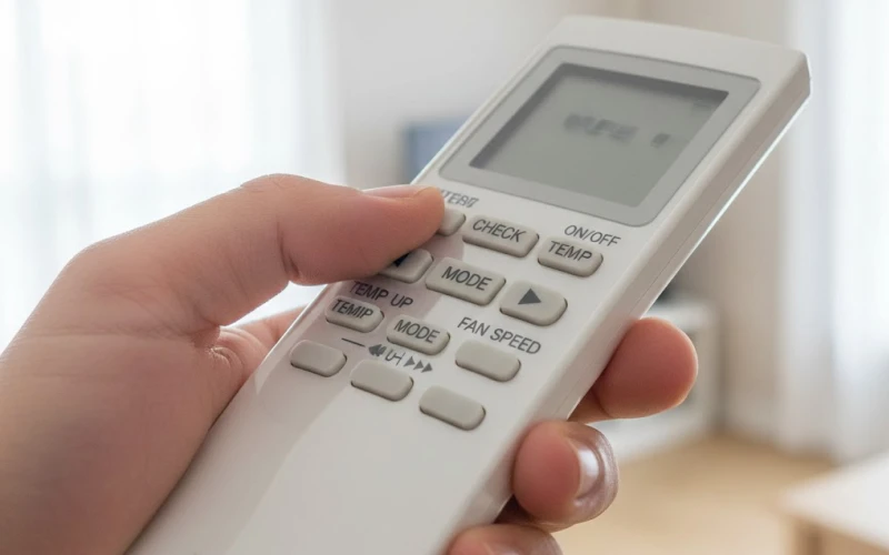 Nhấn giữ nút Check trên remote trong khoảng 5 giây để kiểm tra lỗi f97