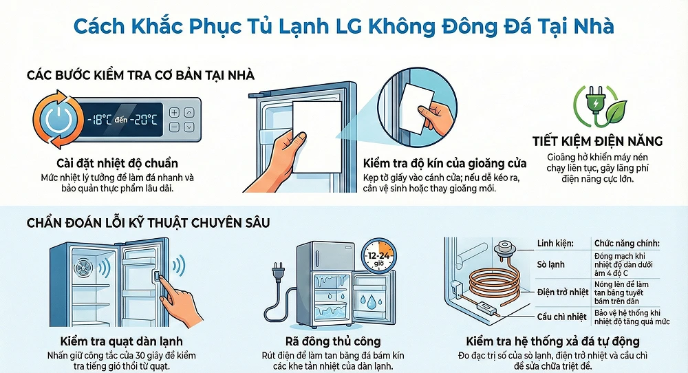 Phân tích chi tiết cách sửa tủ lạnh lg không đông đá tại nhà