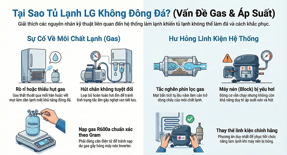Ảnh hưởng của môi chất lạnh và áp suất hệ thống