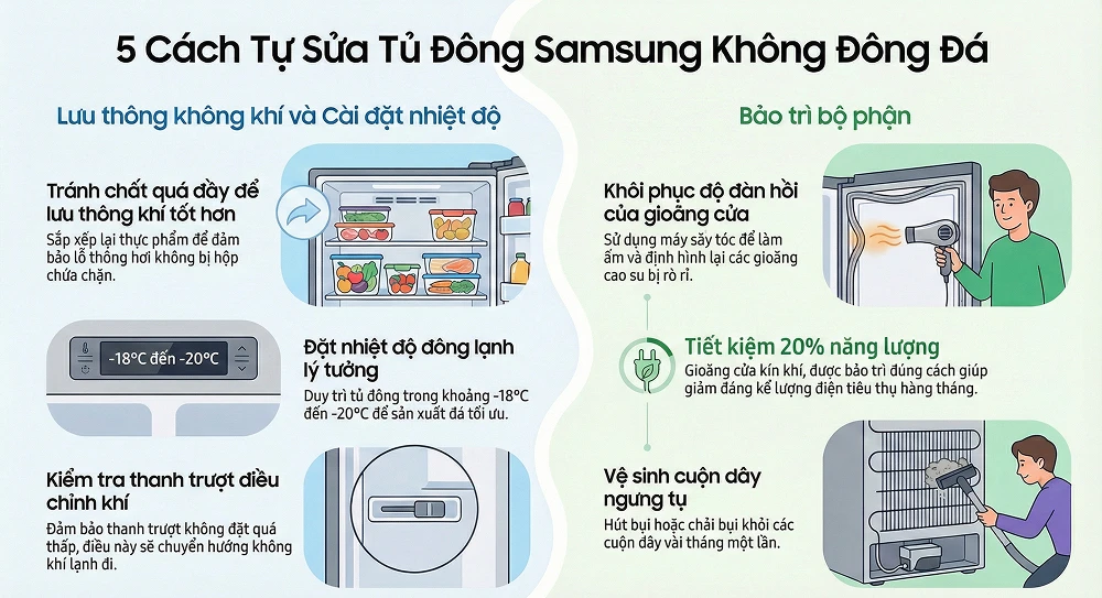 Tự Khắc Phục Lỗi Tủ Lạnh Samsung Không Đông Đá Đơn Giản Tại Nhà