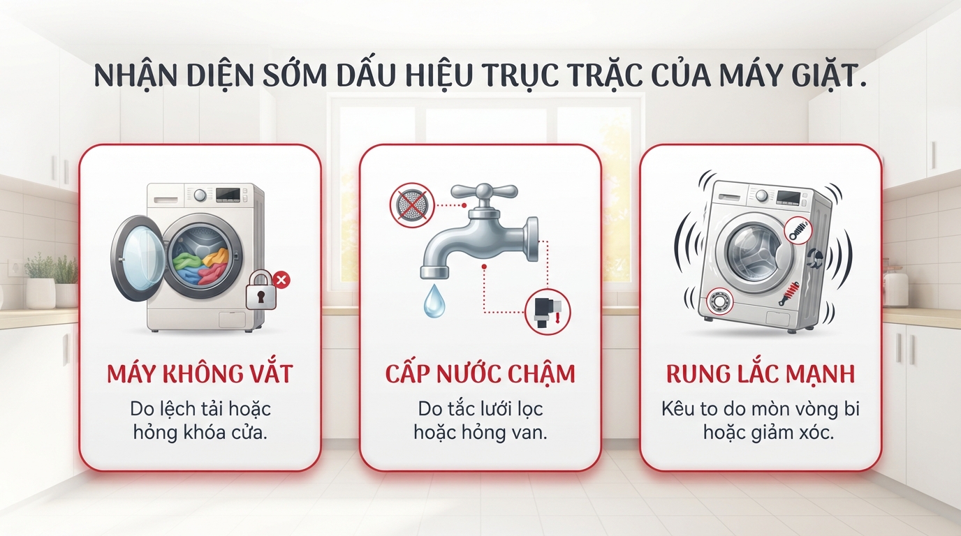 Các bộ phận giảm xóc và vòng bi thường gây tiếng ồn lớn khi bị hư hỏng.