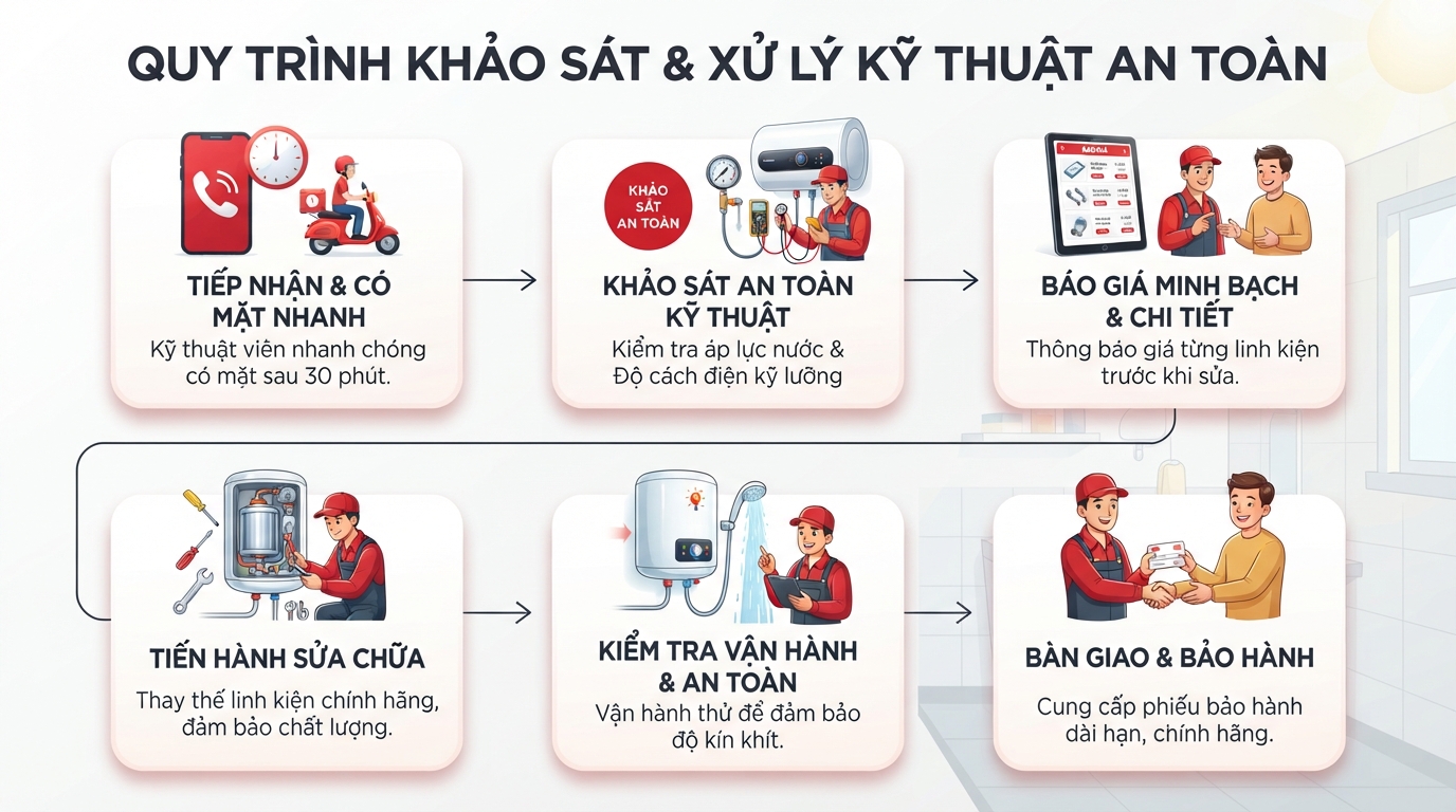 Các bước khảo sát và xử lý kỹ thuật chuẩn xác đảm bảo an toàn tuyệt đối.