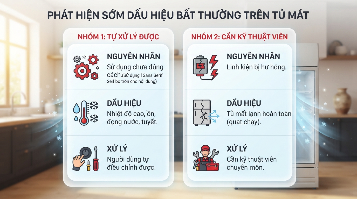Các bước xả tuyết và vệ sinh giúp khôi phục hiệu suất làm lạnh.