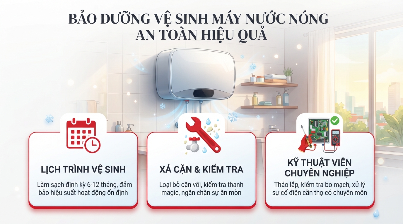 Các dấu hiệu cần vệ sinh máy nước nóng ariston định kỳ nhằm đảm bảo an toàn.