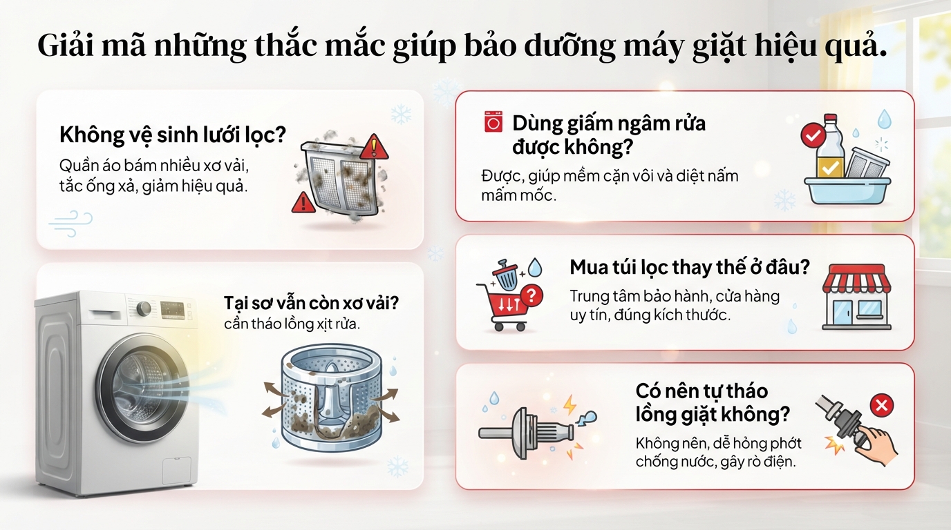 Cách vệ sinh lưới lọc máy giặt Panasonic đơn giản tại nhà