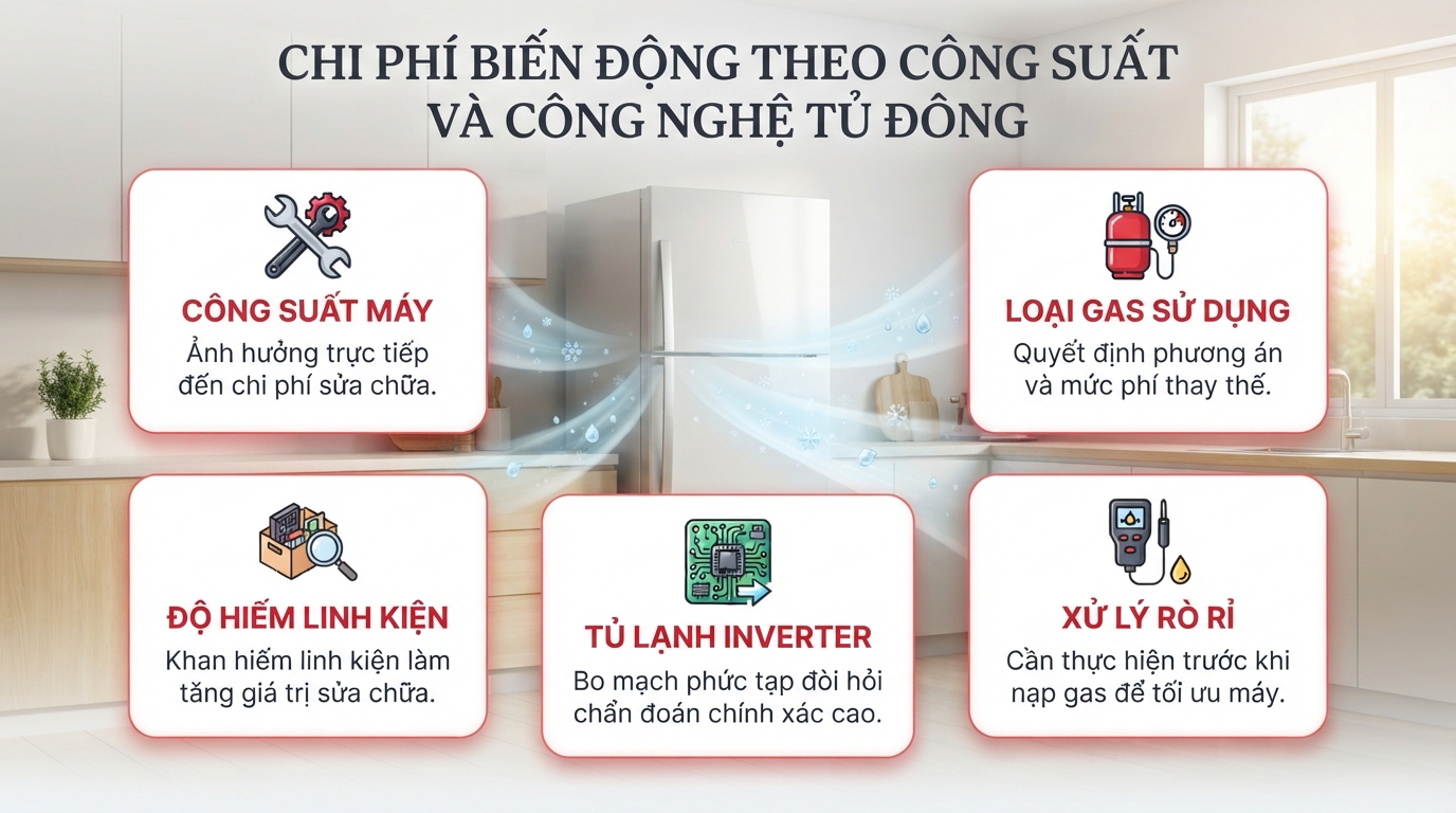 Danh sách linh kiện hệ thống lạnh quan trọng cần kiểm tra khi tủ mất lạnh.