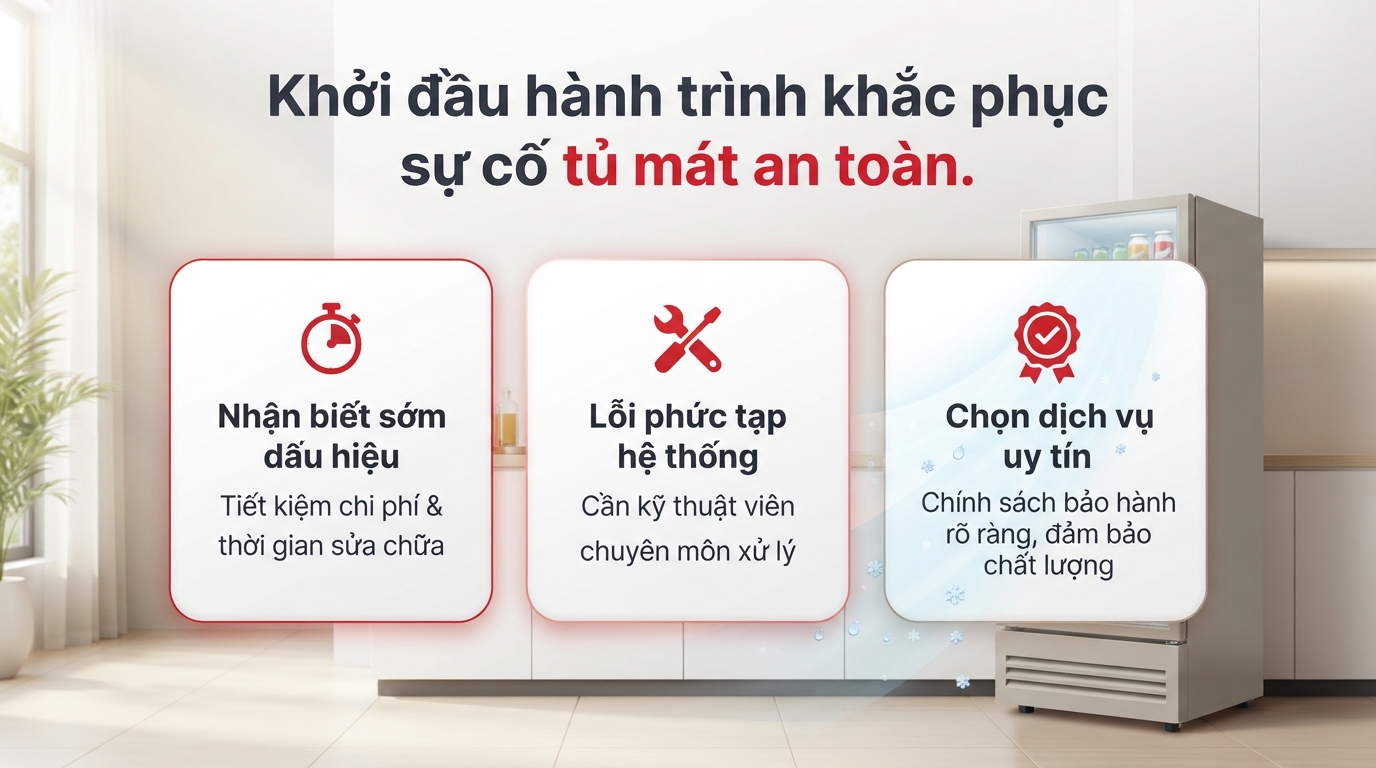 Dấu hiệu cảnh báo sớm giúp quy trình sửa chữa tủ mát alaska đạt hiệu quả cao.
