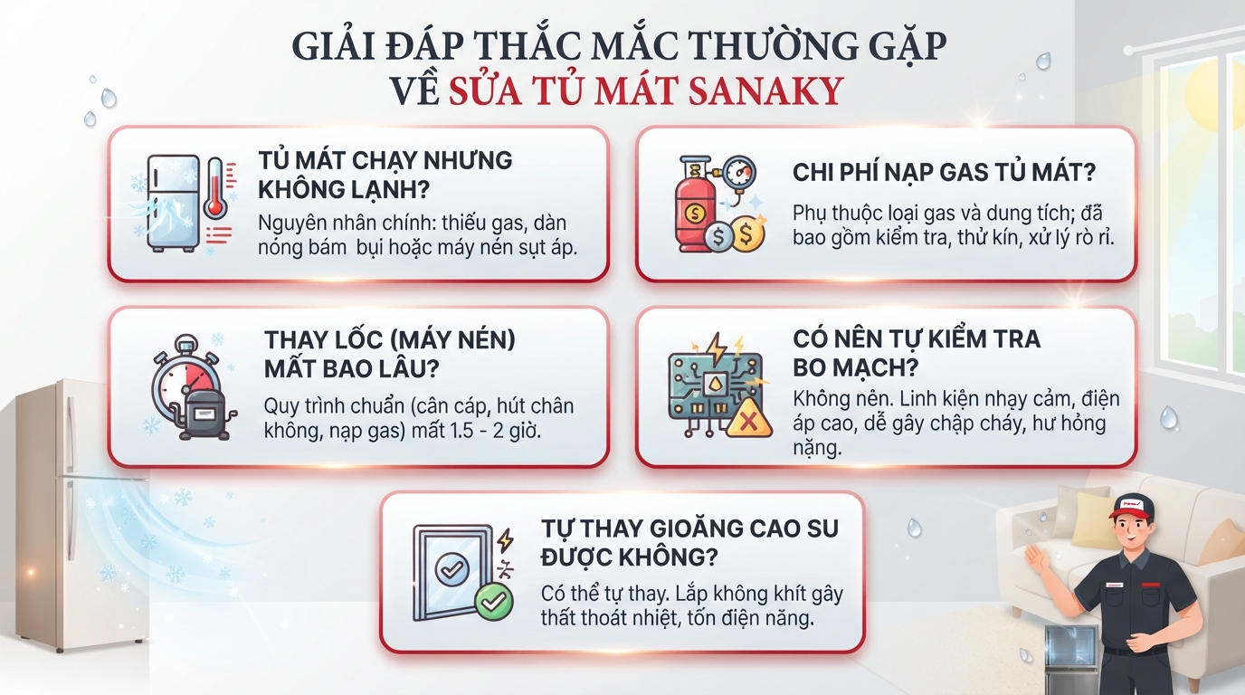 Dịch vụ sửa tủ mát Sanaky tại nhà uy tín và bảng giá mới nhất