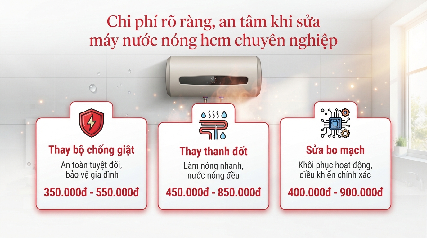 Đơn giá tham khảo cho các hạng mục linh kiện thay thế tại khu vực TP.HCM.