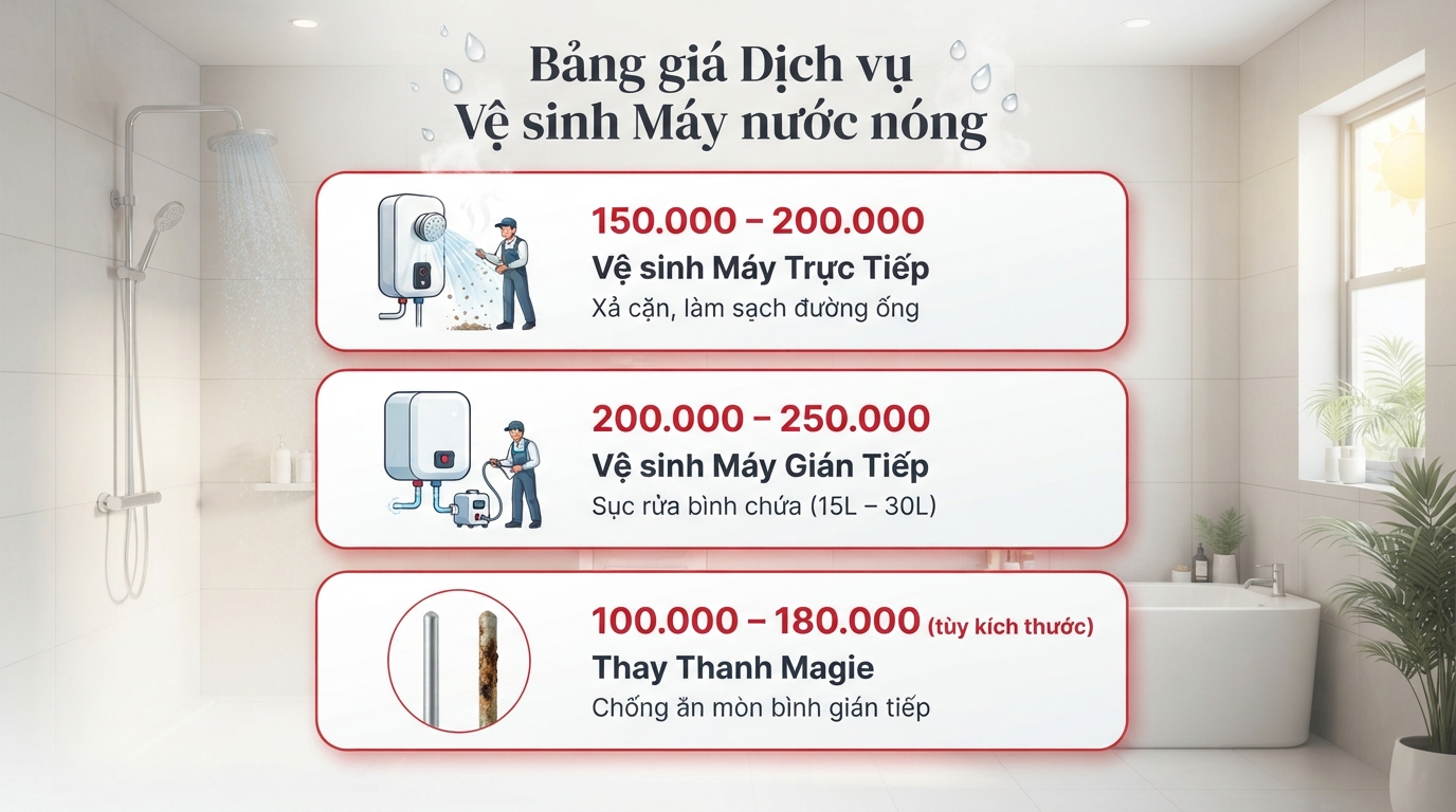 Hướng dẫn vệ sinh máy nước nóng nóng lạnh chuẩn kỹ thuật