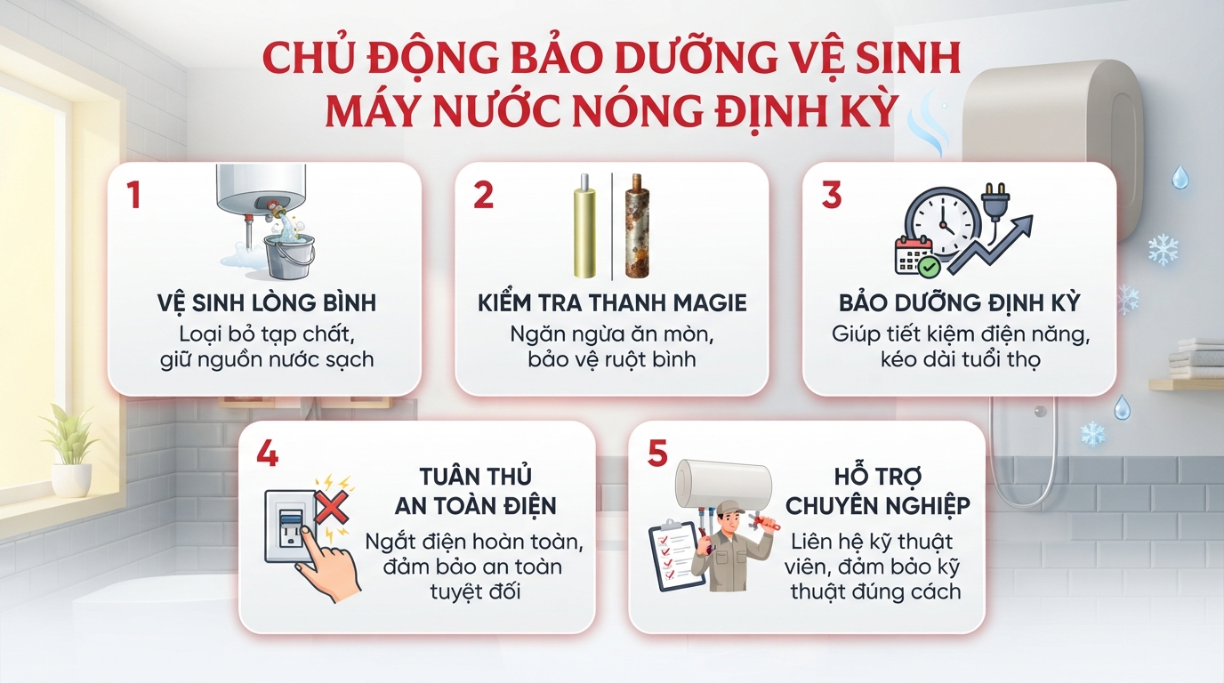 Hướng dẫn vệ sinh máy nước nóng nóng lạnh chuẩn kỹ thuật