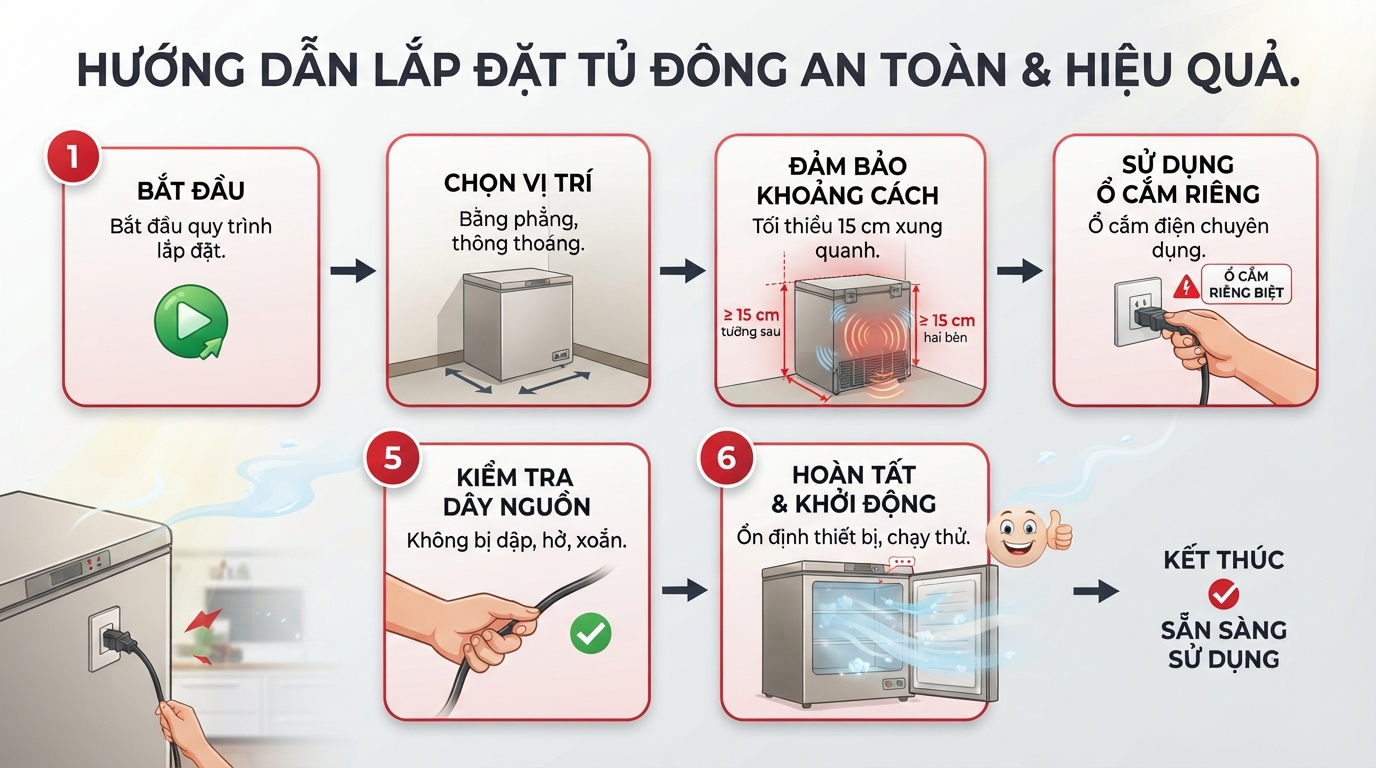 Khoảng cách 15 cm giúp dàn nóng tản nhiệt tốt và kéo dài tuổi thọ tủ. Khoảng cách 15 cm giúp dàn nóng tản nhiệt tốt và kéo dài tuổi thọ tủ.
