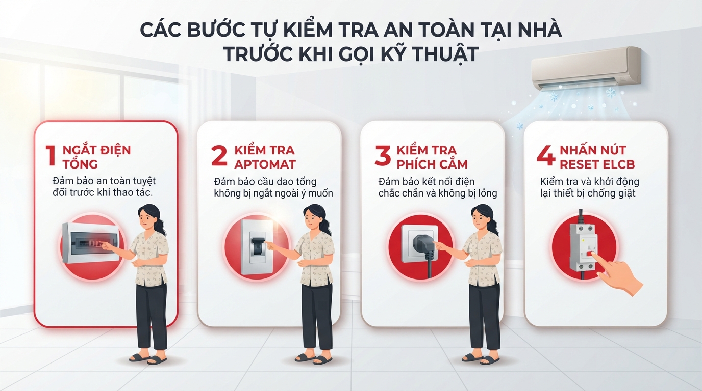 Kỹ thuật viên đo kiểm dòng điện bằng đồng hồ chuyên dụng trước khi báo giá.