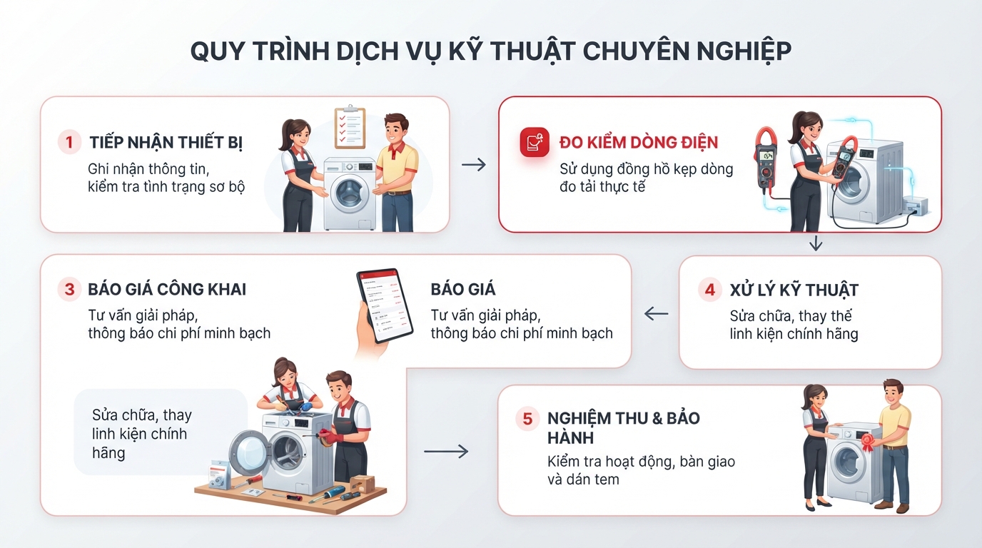 Kỹ thuật viên đo kiểm dòng điện bằng đồng hồ chuyên dụng trước khi báo giá. Kỹ thuật viên đo kiểm dòng điện bằng đồng hồ chuyên dụng trước khi báo giá.