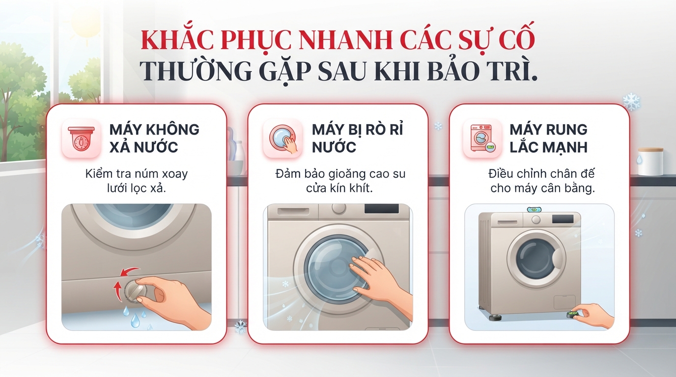 Kỹ thuật viên dùng thiết bị chuyên dụng tháo lồng giặt xử lý cặn cứng đầu.