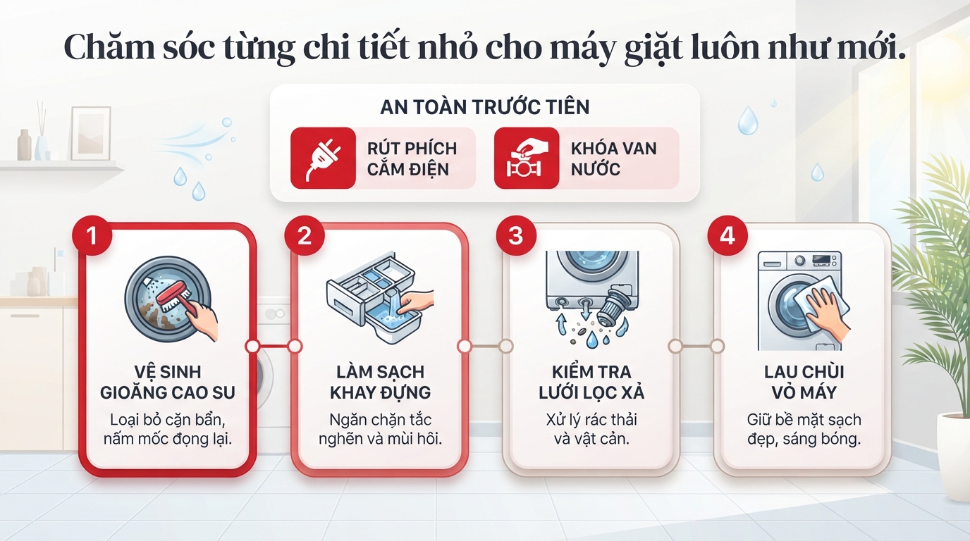 Lực xoáy nước mạnh mẽ đánh tan mảng bám tích tụ phía sau lồng inox.
