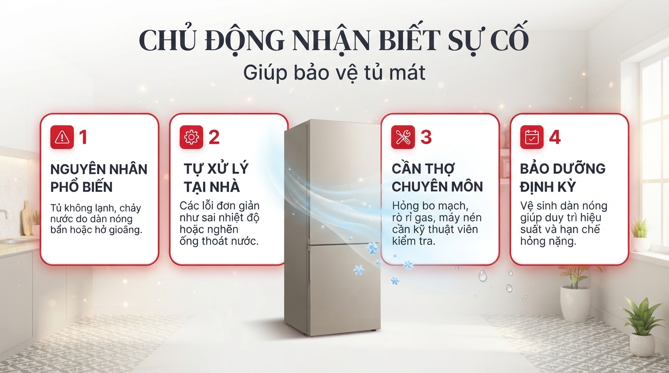 Phân loại dấu hiệu hỏng hóc để có phương án sửa tủ mát sanaky phù hợp.