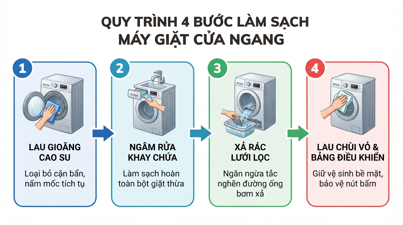 Quy trình 4 bước làm sạch các chi tiết bên ngoài an toàn tại nhà.