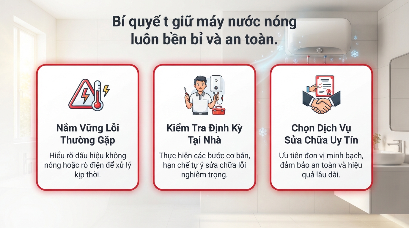 Quy trình 5 bước kiểm tra an toàn trước khi gọi thợ sửa máy nước nóng ariston.