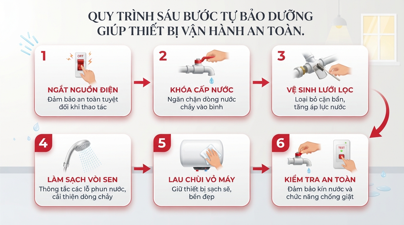 Quy trình sáu bước tự bảo dưỡng giúp thiết bị vận hành an toàn. Quy trình sáu bước tự bảo dưỡng giúp thiết bị vận hành an toàn.