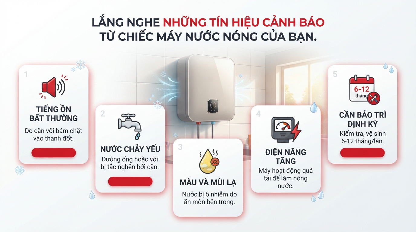 Quy trình xả cặn cơ bản giúp loại bỏ bùn đất tích tụ dưới đáy bình chứa nước.