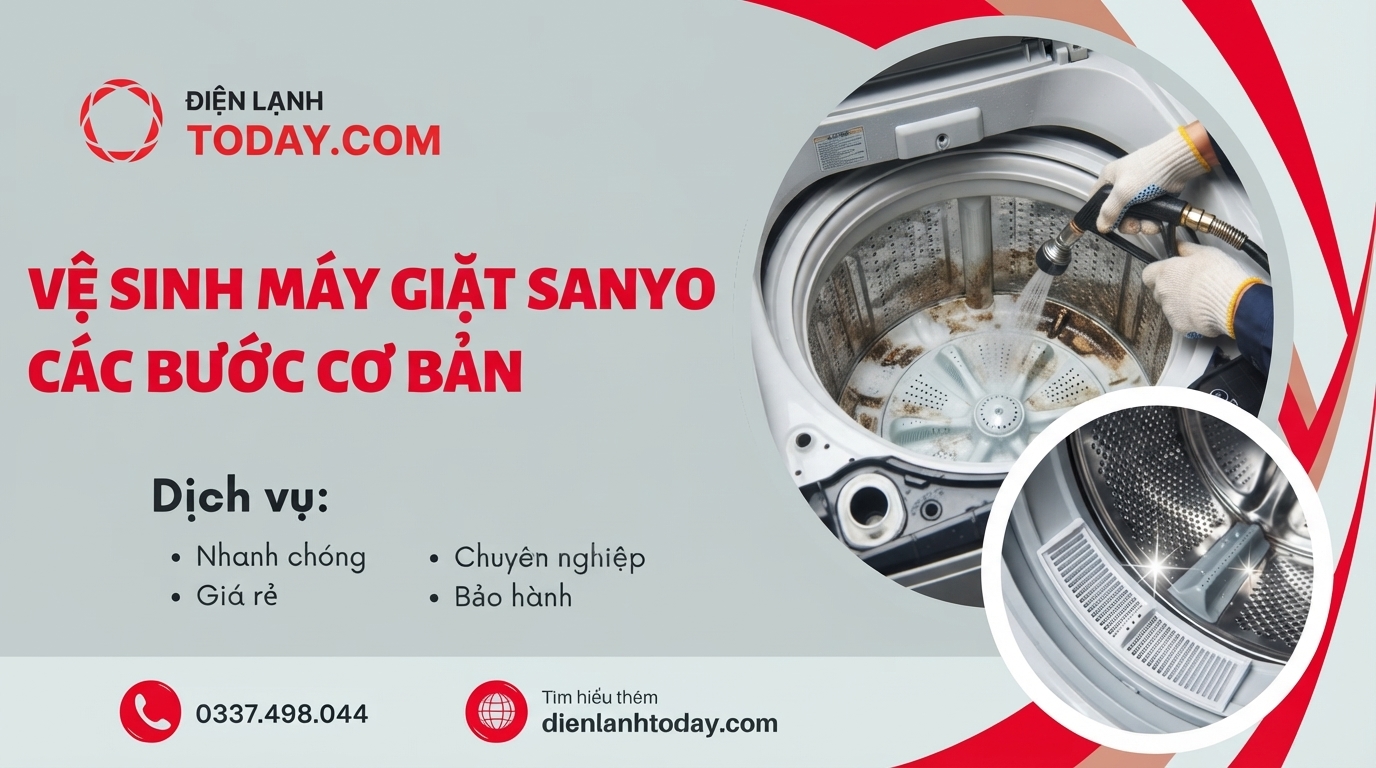Hướng dẫn vệ sinh máy giặt Sanyo tại nhà đúng kỹ thuật