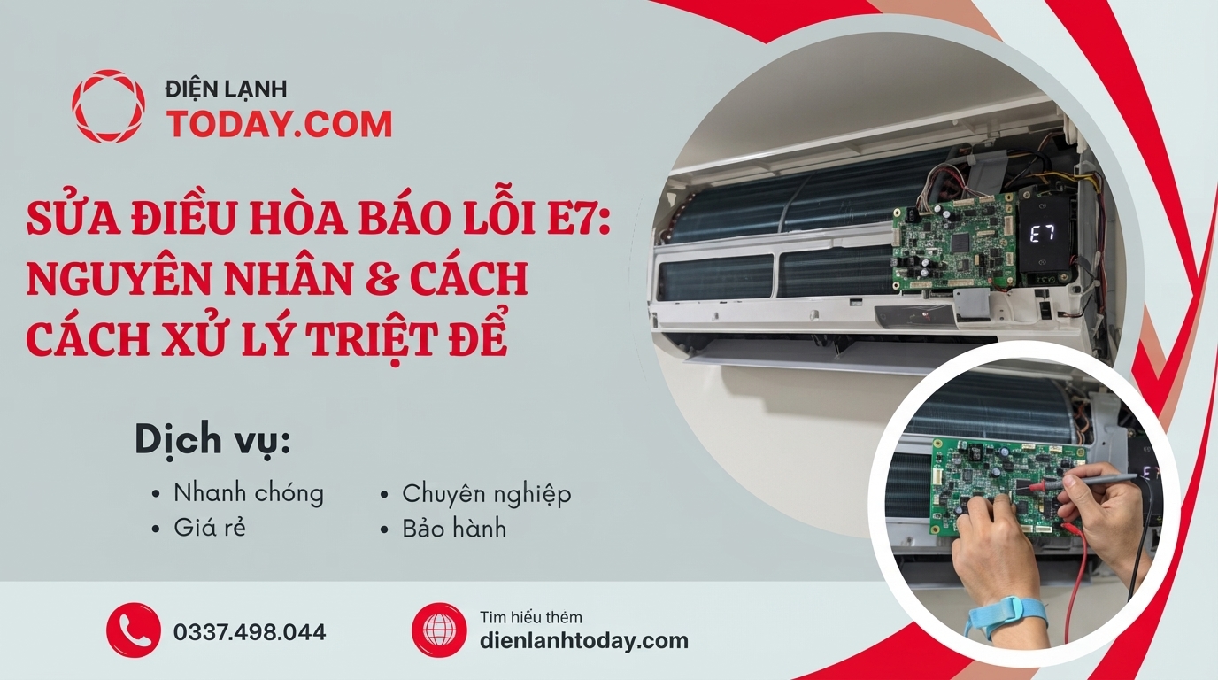 Sửa điều hòa báo lỗi E7: Nguyên nhân và cách xử lý triệt để