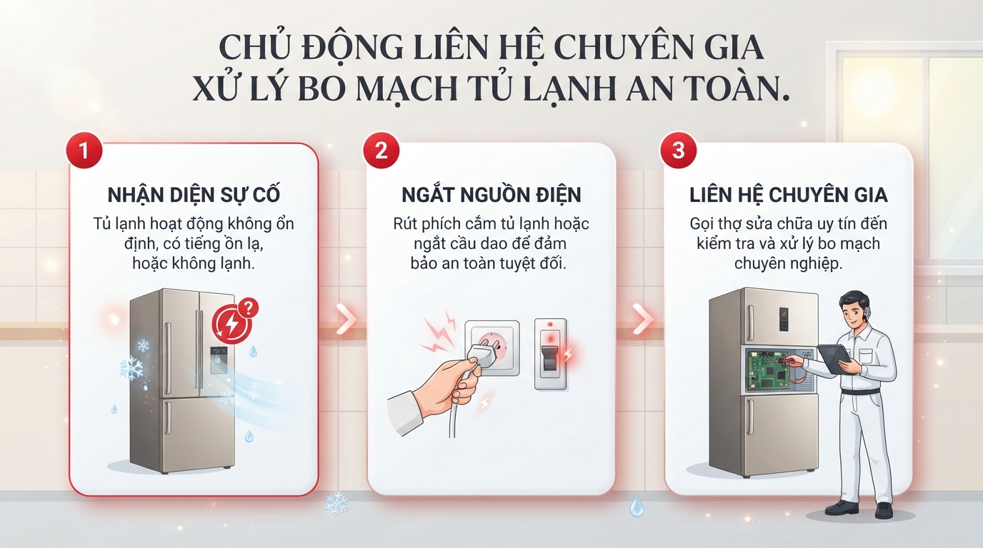 Sửa bo mạch tủ lạnh Electrolux: Bảng giá và lưu ý kỹ thuật