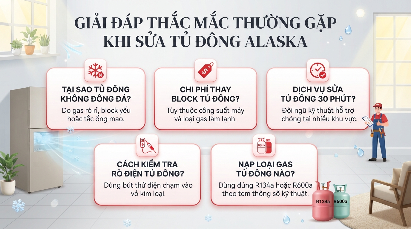 Sửa chữa tủ đông Alaska tại nhà: Uy tín, linh kiện chính hãng
