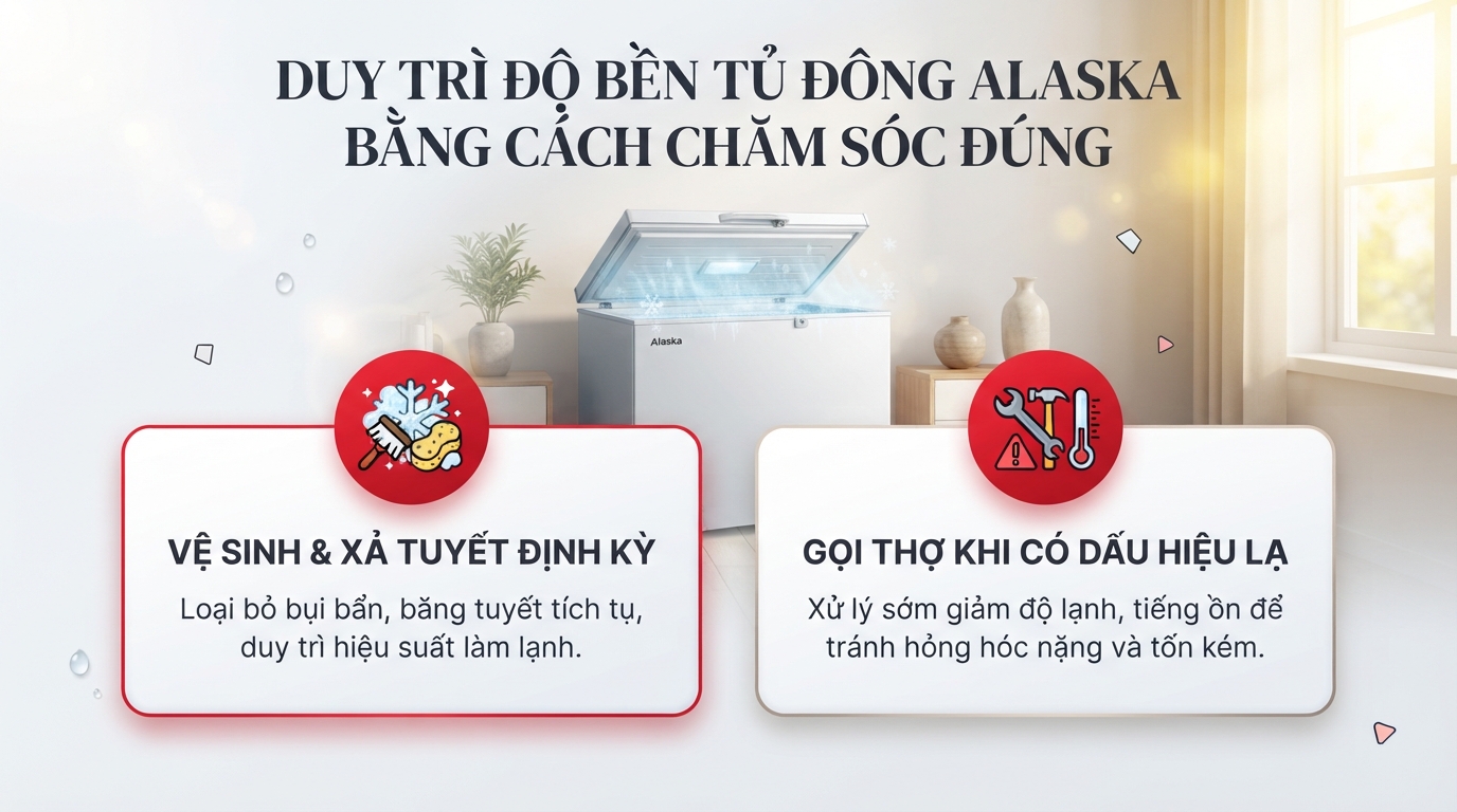 Sửa chữa tủ đông Alaska tại nhà: Uy tín, linh kiện chính hãng