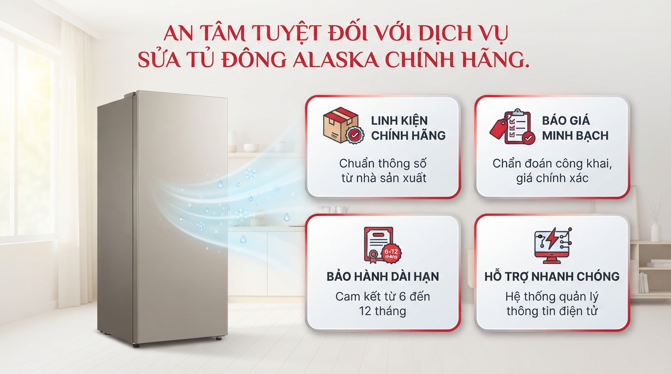 Sửa chữa tủ đông Alaska tại nhà: Uy tín, linh kiện chính hãng