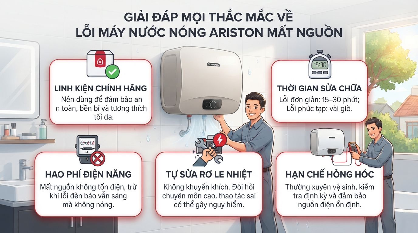 Sửa máy nước nóng Ariston mất nguồn: Nguyên nhân và cách xử lý