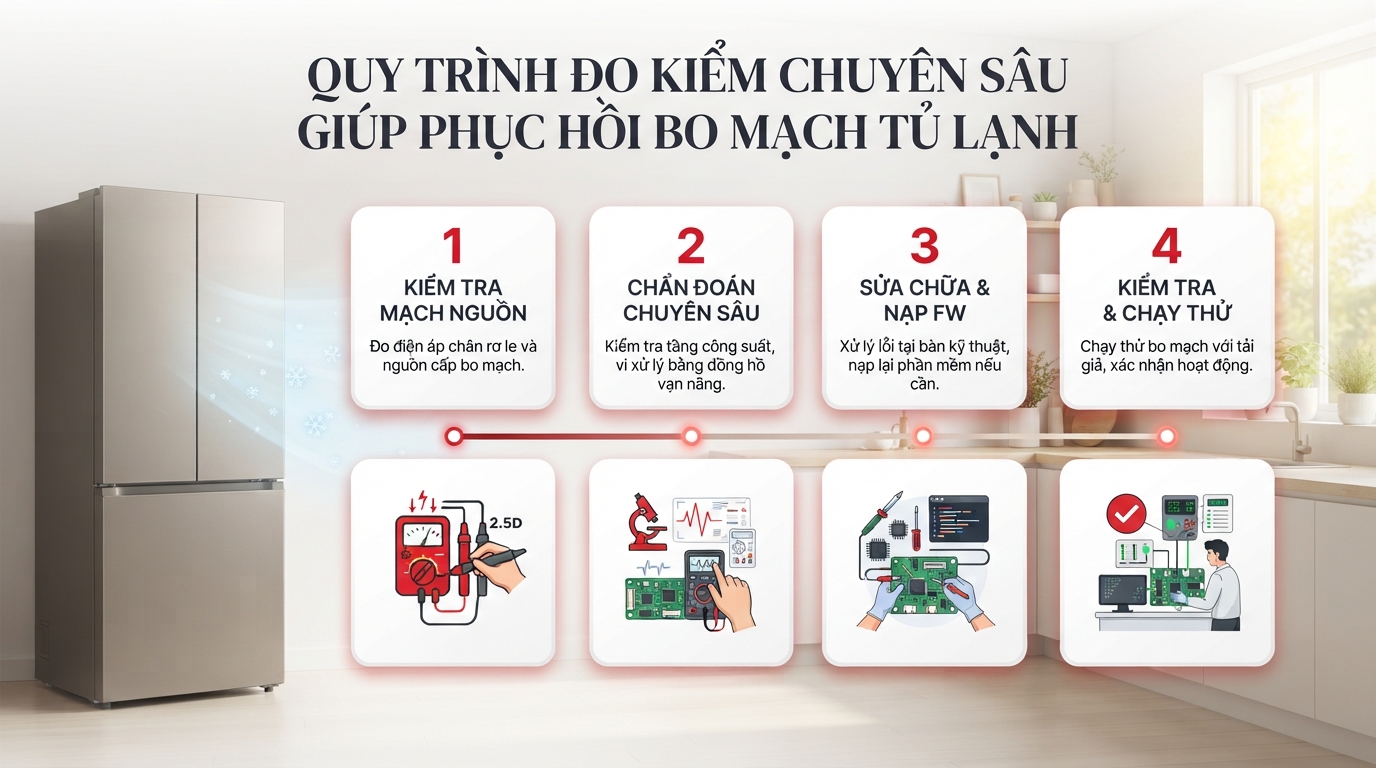 Thay thế linh kiện rời giúp phục hồi chức năng bo mạch và tiết kiệm chi phí.