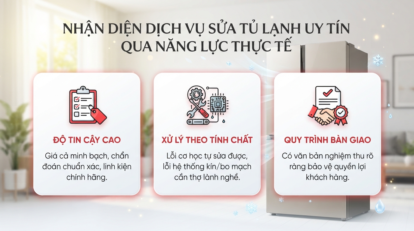 Thợ sửa tủ lạnh được xếp hạng cao nhất luôn minh bạch chi phí và bảo hành.