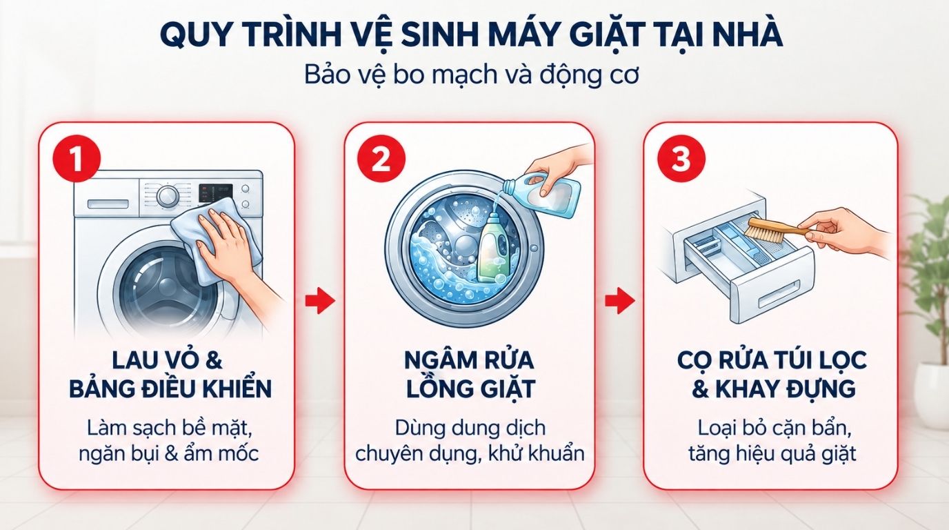 Thực hiện đúng 3 bước cơ bản giúp bảo vệ bo mạch và động cơ máy.