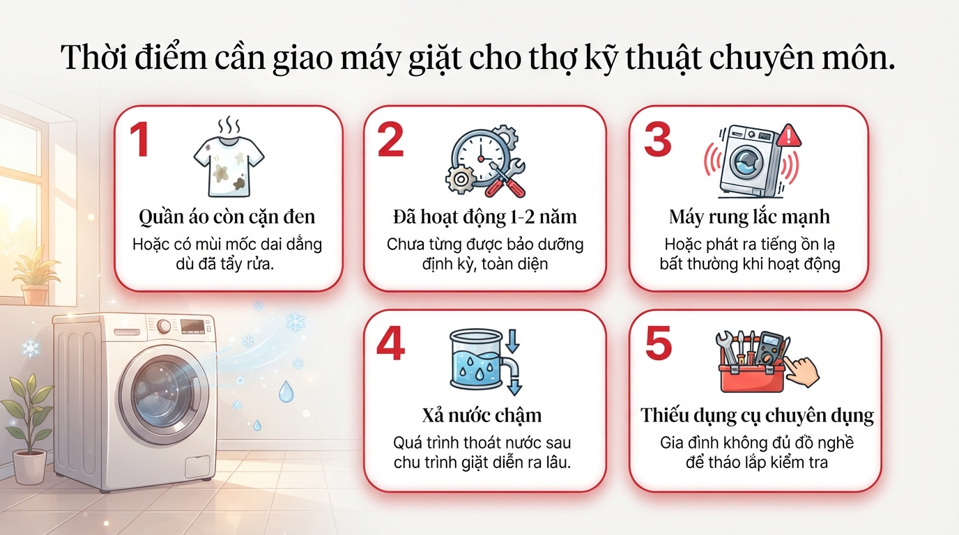 Vệ sinh máy giặt đúng cách: Tự xử lý tại nhà hay liên hệ thợ