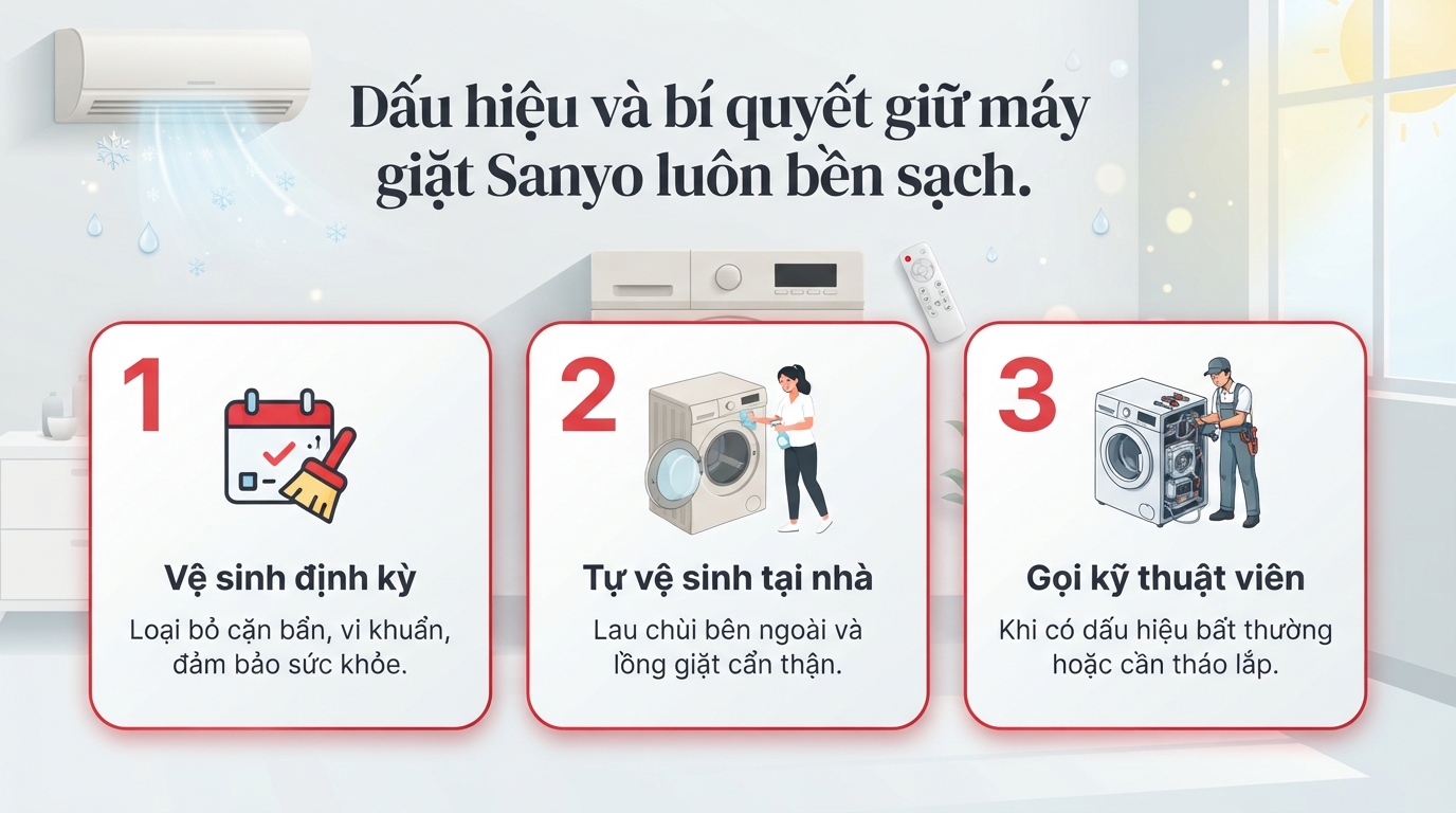 Vệ sinh máy giặt sanyo định kỳ loại bỏ mảng bám nấm mốc ẩn sau lồng inox.