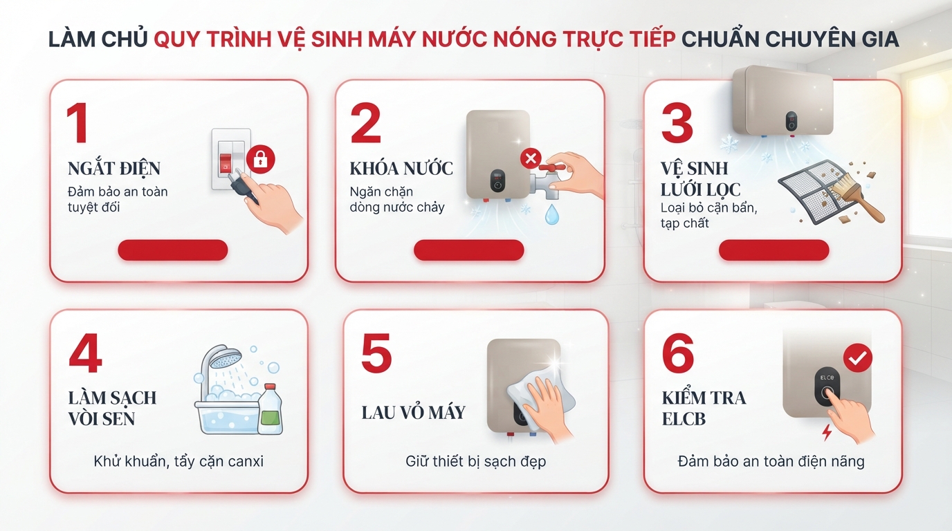 Vệ sinh máy nước nóng trực tiếp: Hướng dẫn chi tiết và an toàn